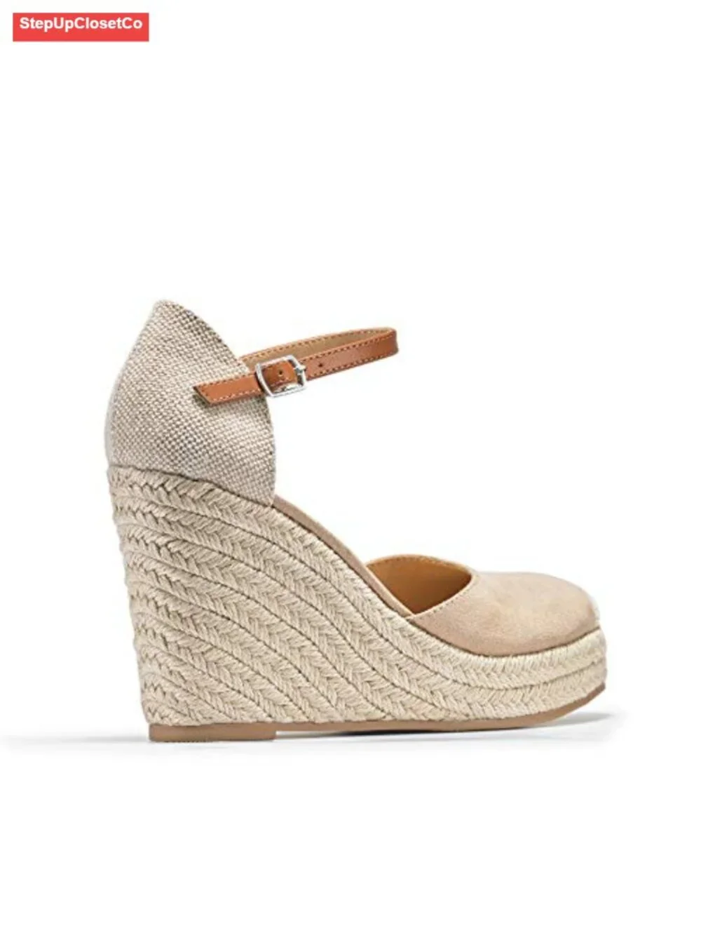 Espadrille Heel Platform Wedge Sandals Ankle Buckle Strap Closed Toe Shoes
